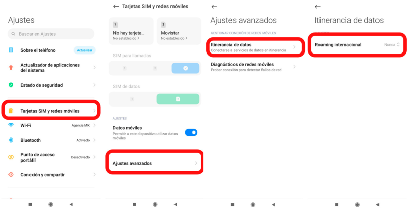 configurar roaming android 3